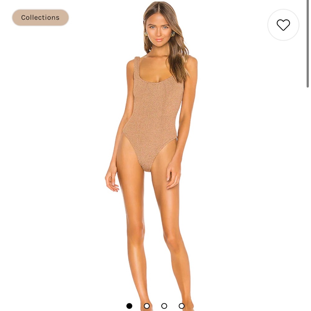 Hunza G Classic Square Neck One Piece in Metallic Cocoa